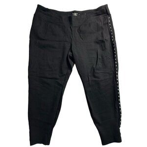 Westbound Womens 3X Black Pants Studded Side Slim Leg Stretch Plus